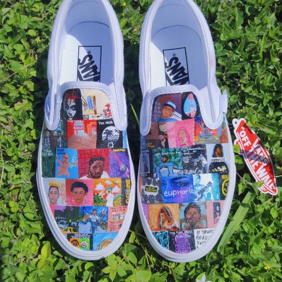 Multi Album Cover(s) Hand-Painted Slip on Vans - Picture 9 of 9